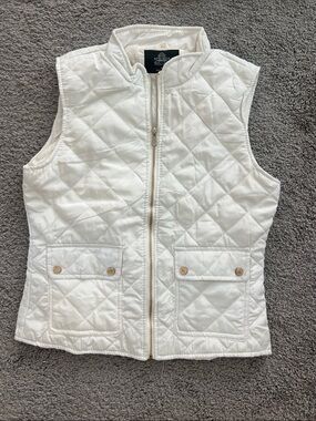Louise Paris Quilted White Sleeveless Zip Vest, size M women’s